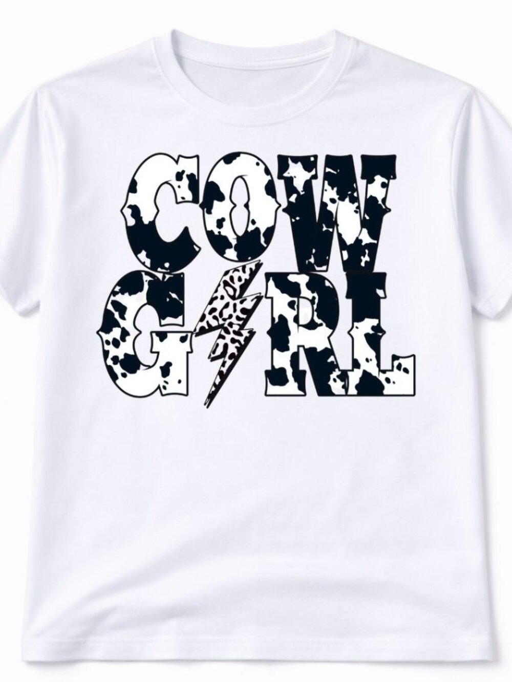 Cowgirl Cow Print Western Graphic T Shirt Trendy Boutique Style Tee Womens White